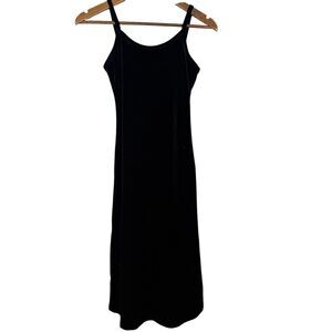 Vintage Y2k Black Velvet Midi Slip Dress Sz XS Whimsigoth Fairy Grunge Witchy